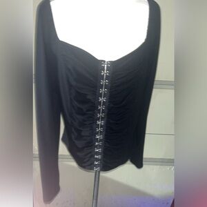 Black Hook Detail Blouse